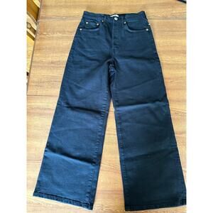 Re/Done  Stove Pipe High Rise Wide Leg Jeans Black Denim Size 26